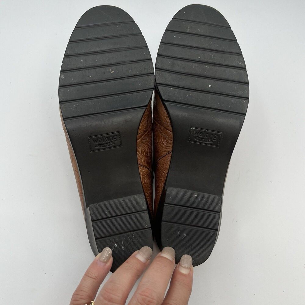 Women's Walking Cradles Caden Western Embossed Brown Leather Mules/Clogs  Sz 8‎ - Picture 7 of 10